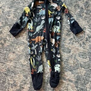 Little Sleepies Black Dino Print Footed Pajamas